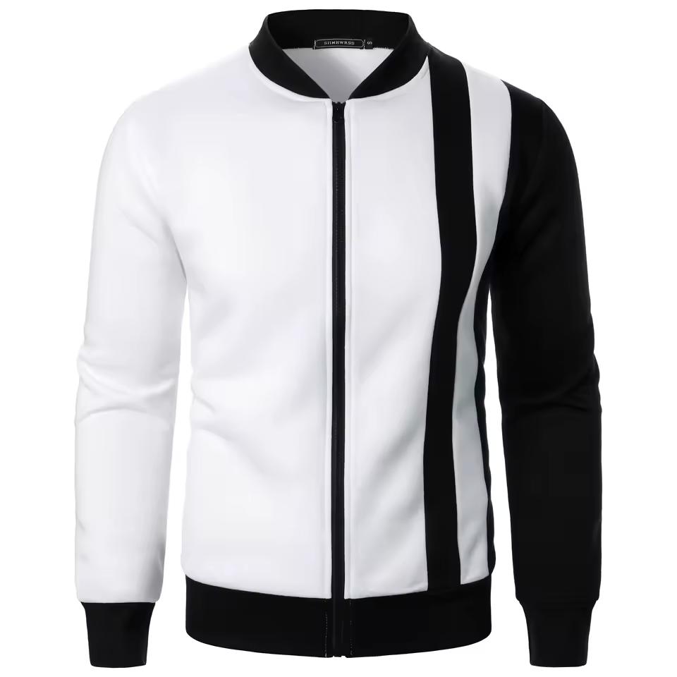 Men's Zipper Stand-up Collar Color Matching Jacket Casual Long-sleeved Zipper Fitness Sports Jacket