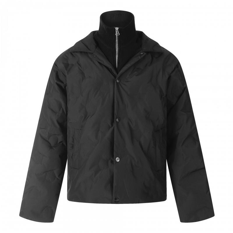 American Retro Stand Collar Down Jacket Men Women Winter Casual Loose Fit Solid Color Warm Outerwear
