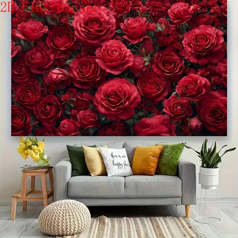 2D Flat Surface Bright Rose-themed Background Fabric Suitable for Wedding Party Event Decoration Polyester Fiber