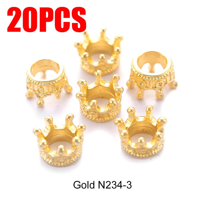 20PCS/Pack Metal Crown Bead DIY Handcraft Material Necklace Bracelet Jewelry Making Tools Pendant Accessories Mutiple Colors ZYF