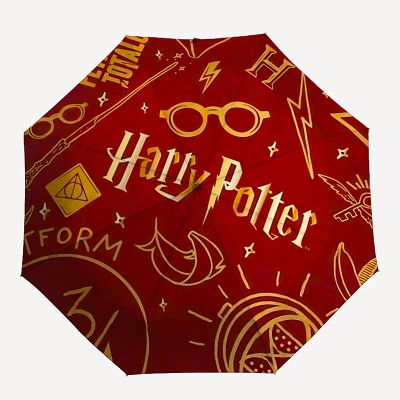 1pc Harry Potter, Hogwarts Automatic Folding Umbrella - Sturdy 8-Rib Polyester Canopy,Sun-Defying Travel Companion Yy251023113