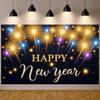 Happy New Year Banner Golden Lettering Sparkling Design New Year Party Decoration Backdrop Festive Holiday Photo Background