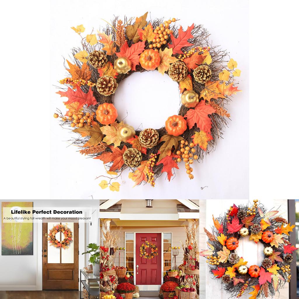 Handmade Farmhouse Fall Wreath Unique Natural Charm With Pine Cones And Berries