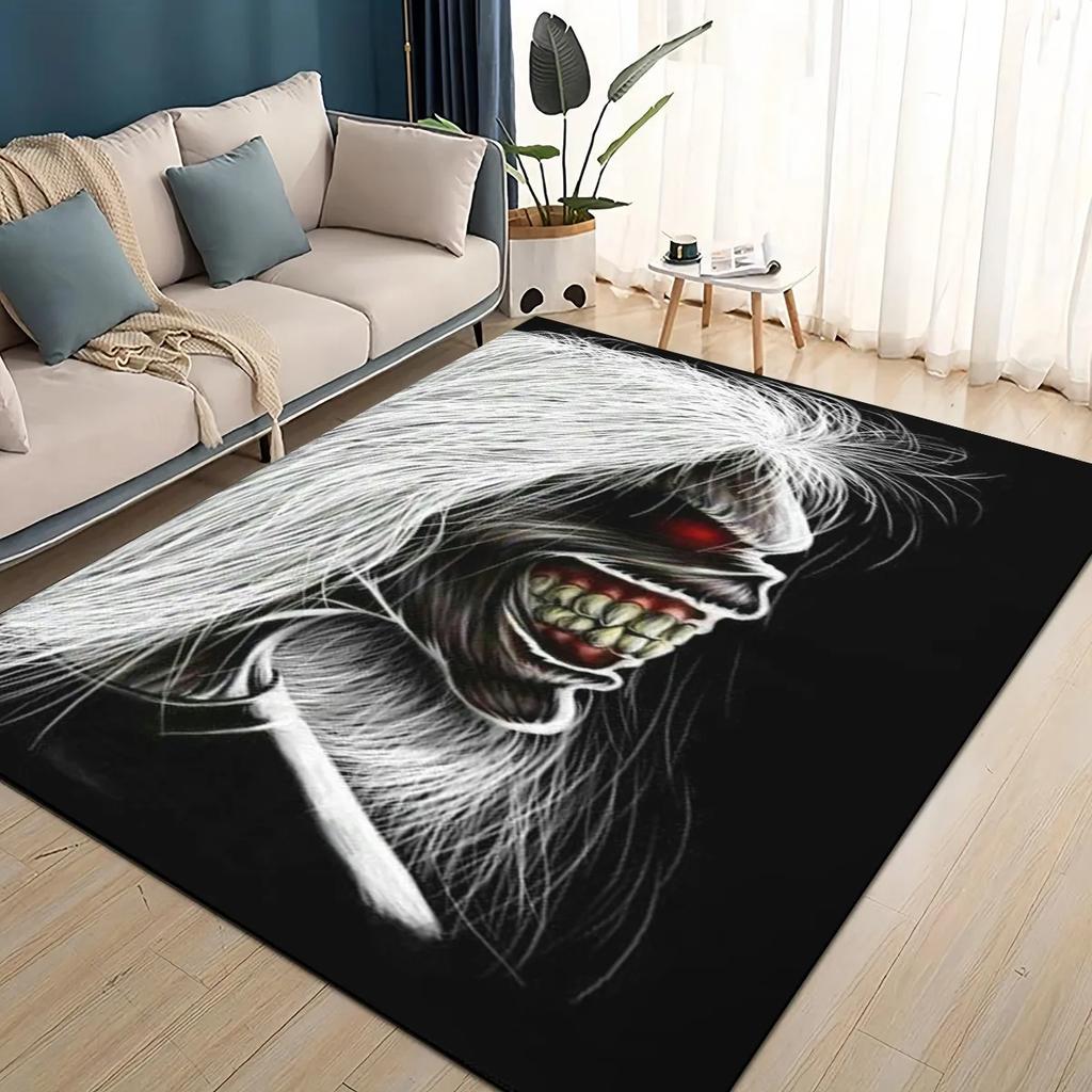 Tappeto Area Tappeto in Metallo 3D I-Iron-Maidens Grande, Tappeto per Soggiorno Camera da Letto Divano Zerbino Decorazione, Tappetino Antiscivolo per Bambini