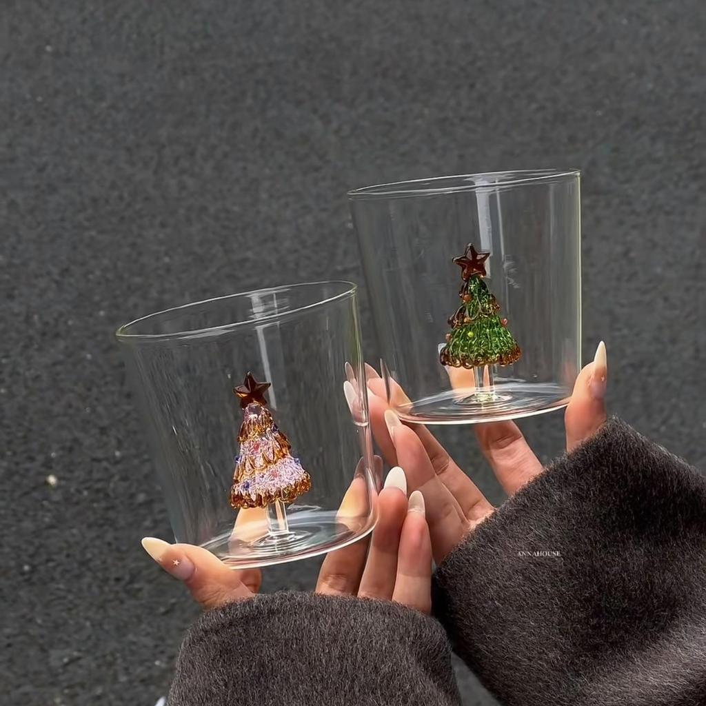 Tazza da Latte in Vetro Creativa 3D Albero di Natale Resistente al Calore