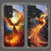 Aesthetic Phoenix Fire Feather Pattern Tempered Glass Phone Case for Samsung Galaxy A56 A55 A54 A53 A52 A36 A14 A31 A51 5G Cover