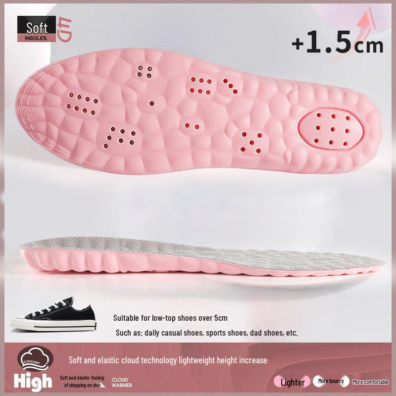 Men's Full Pad Height-Increasing Insoles: Anti-Odor, Non-Collapsing, Comfortable for Long Standing, Invisible Lift