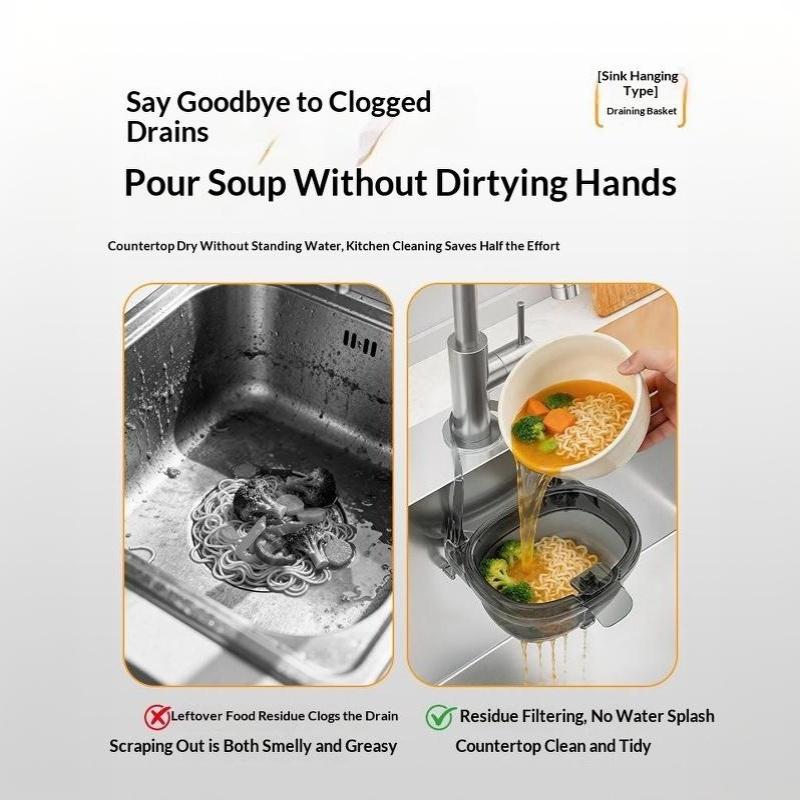 Sink Hanging Drain Basket Heat Resistant Food Grade Kitchen Vegetable Washing Drain Rack for Kitchen Food Scrap Filtering