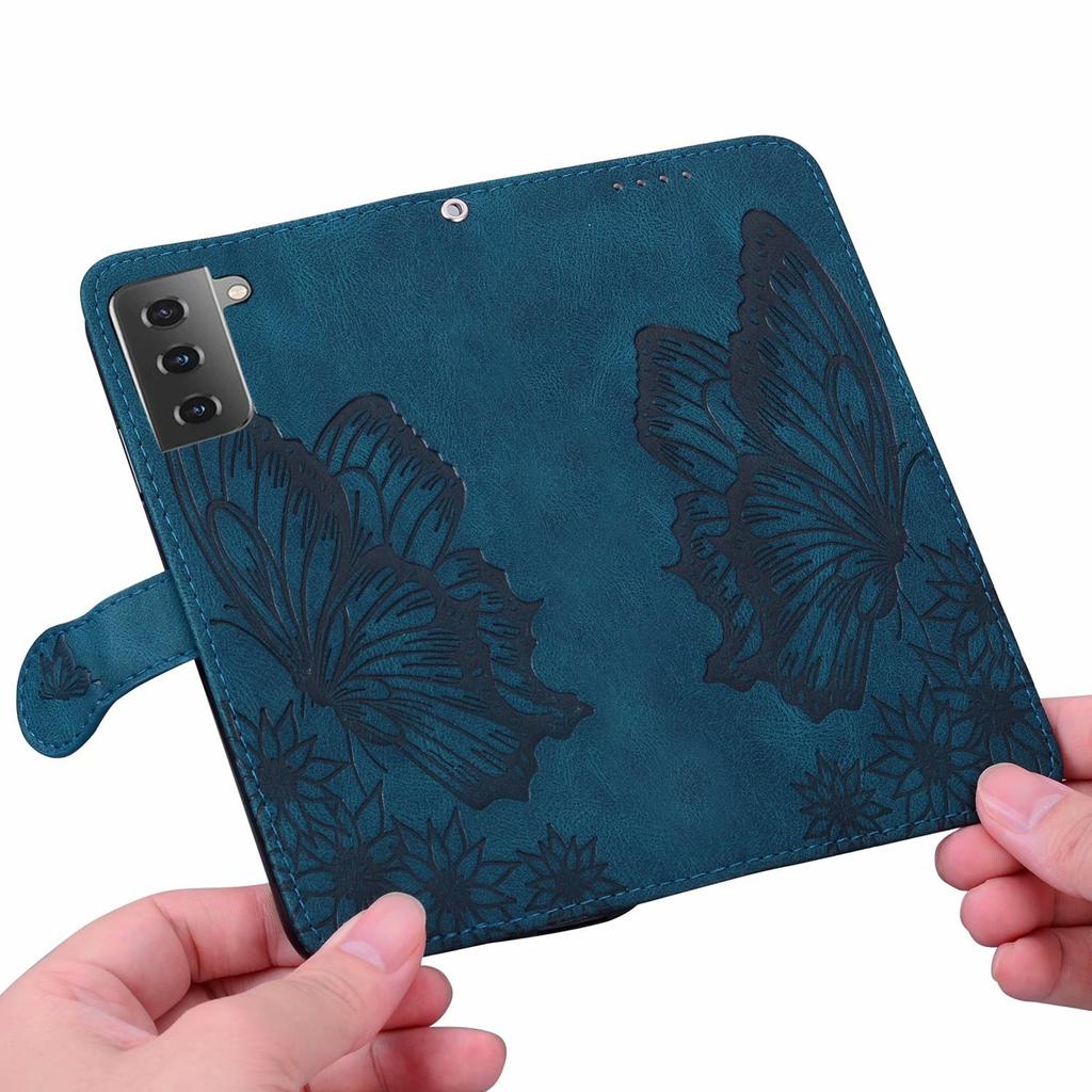 Compatible with iPhone 12 Phone Case, Samsung S21 Vintage Pattern Embossed Butterfly Card Card Wallet Protective Case A02S