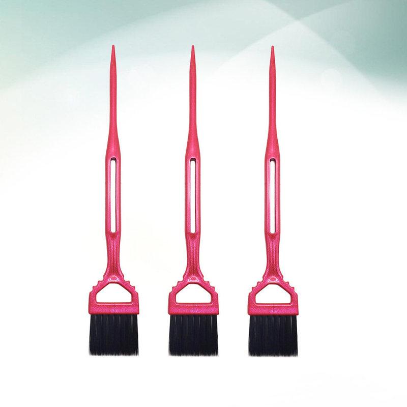 3pcs Dye Brush Rosy For Home Salon Use, Durable Pp Coloring Applicator, Hair Tint Brush, Hairdressing Tool, Hair Care Styling