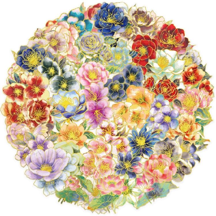 

50Pcs Retro Flower Pattern Sticker Waterproof PET Sticker For Journal Notebook Scrapbooking Kid Room Wall Decoration 1