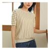 Navava Women Casual Stripe Thin Short Sleeve Knit Nk2086