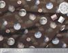 Soimoi Black Poly Crepe Fabric Planet Galaxy Decor Fabric Printed Metre 42 Inch