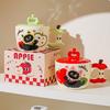 Creative Apple Cat Mug with Lid High Pretty Couple Ceramic Cup Souvenir Gift Cup for Best Friends Breakfast Cup