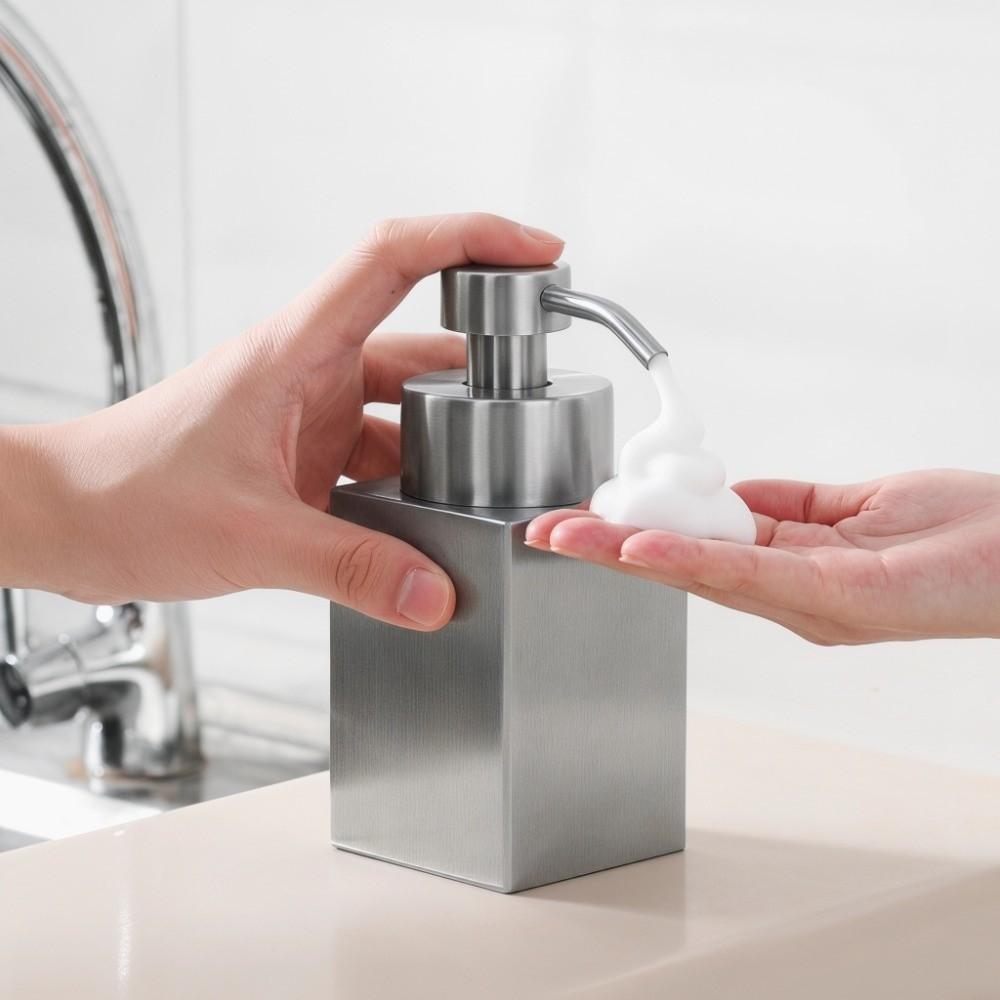 Distributeur de savon liquide en acier inoxydable avec réservoir intérieur en PP, design rechargeable, flacon pour lotion, pour comptoir