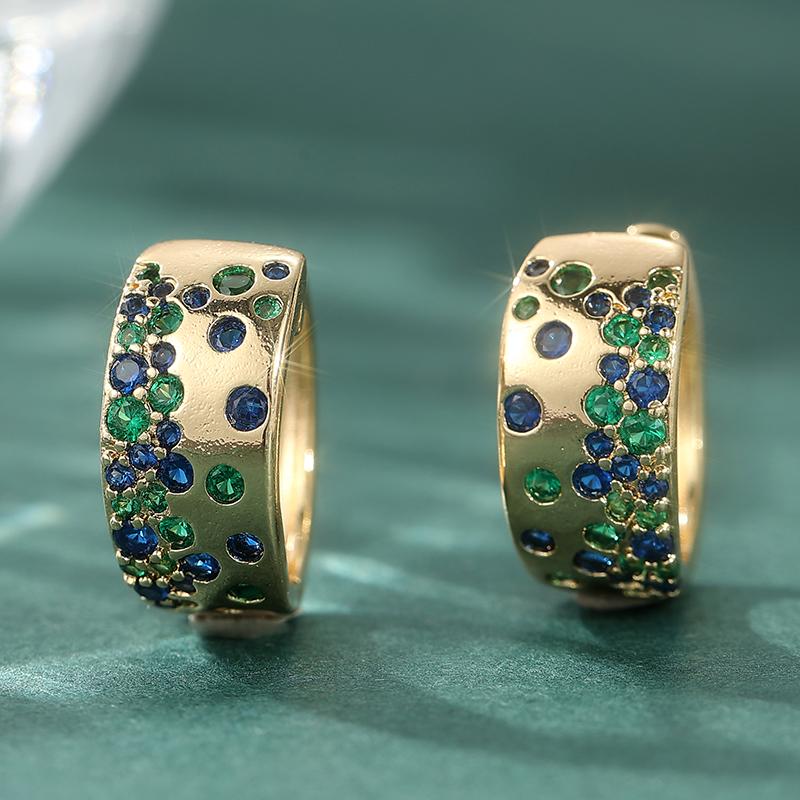 Gorgeous Synthetic Zircon Golden/silvery Plated Hoop Earrings Women's Charming Exquisite Party Daily Jewelry Accessories