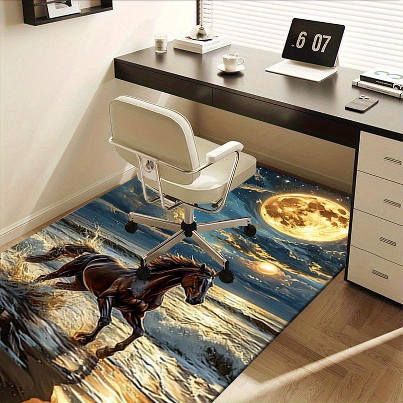 1pc Horse,Ocean,Moonlight Office Carpet Soft Polyester Entrance Carpet Washable Non Slip Machine Was