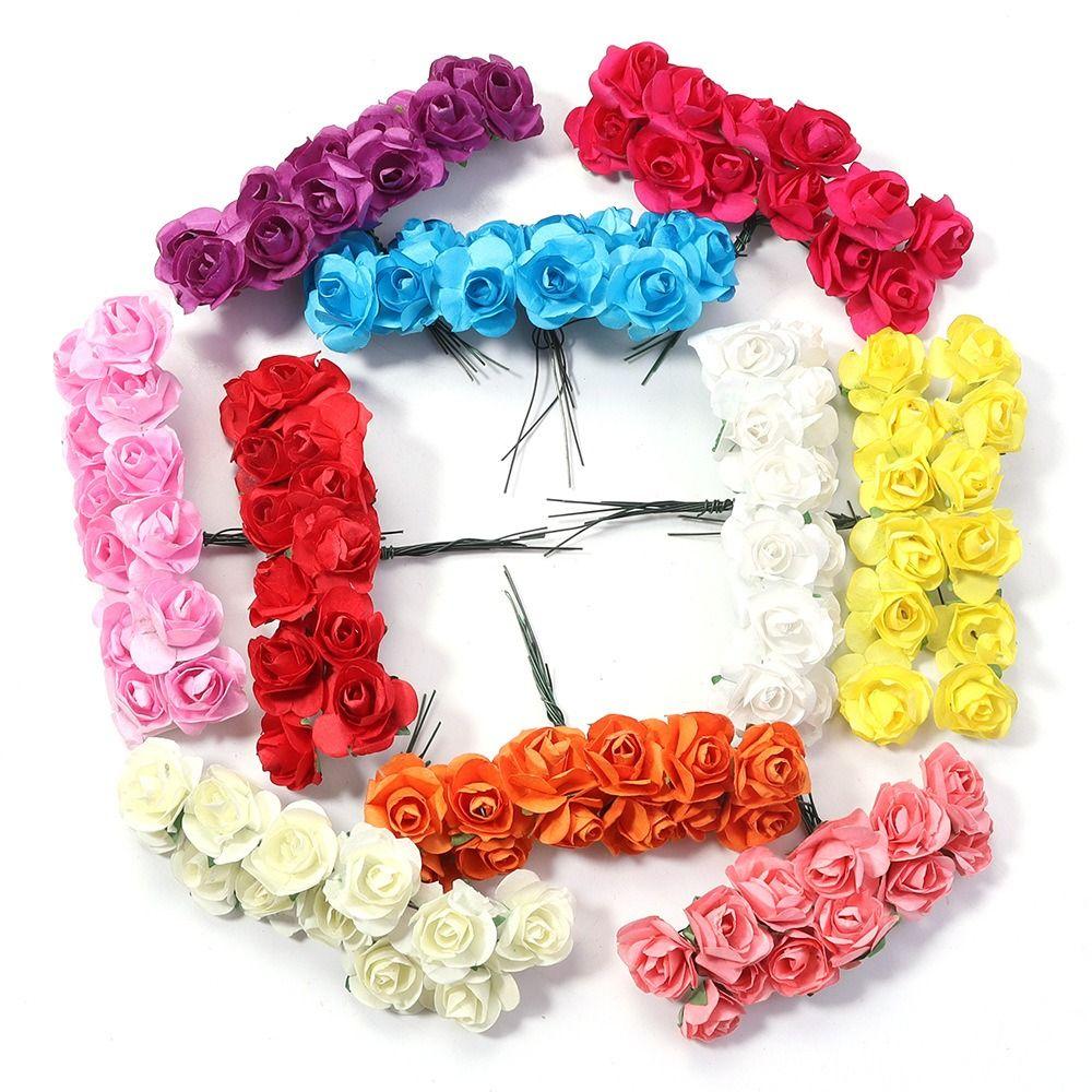 144 Stück Geschenke Mini Künstliche Rose Papierrose 2 cm Künstlicher Blumenstrauß Heimdekoration DIY Papierrosenstrauß Partydekorationen