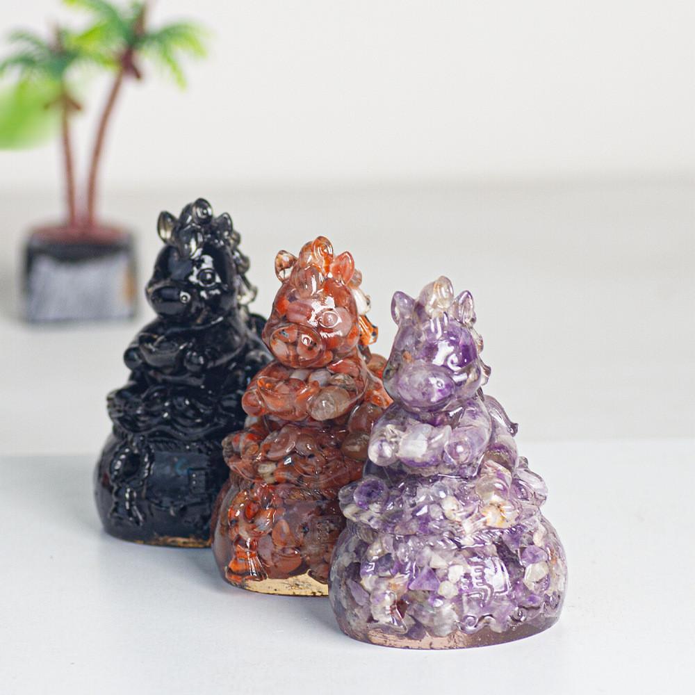 Crystal Stone Animal Figurine Resin Craft For Modern Desk Decor And Gift