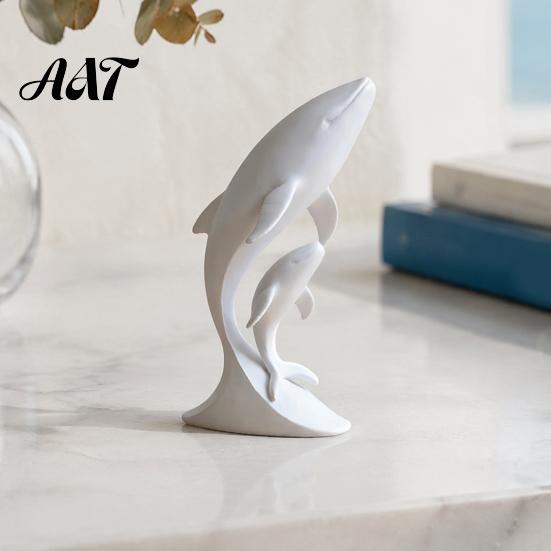 Unique Whale Statue for Shelf 3D Printed Ornaments, Mother And Child Figurines, Art Nursery Decor Modern Minimalist Double Sculpture Home Office