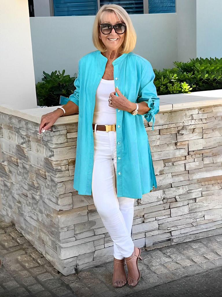 Cardigan en coton coupe slim à simple boutonnage et manches longues avec col rabattu