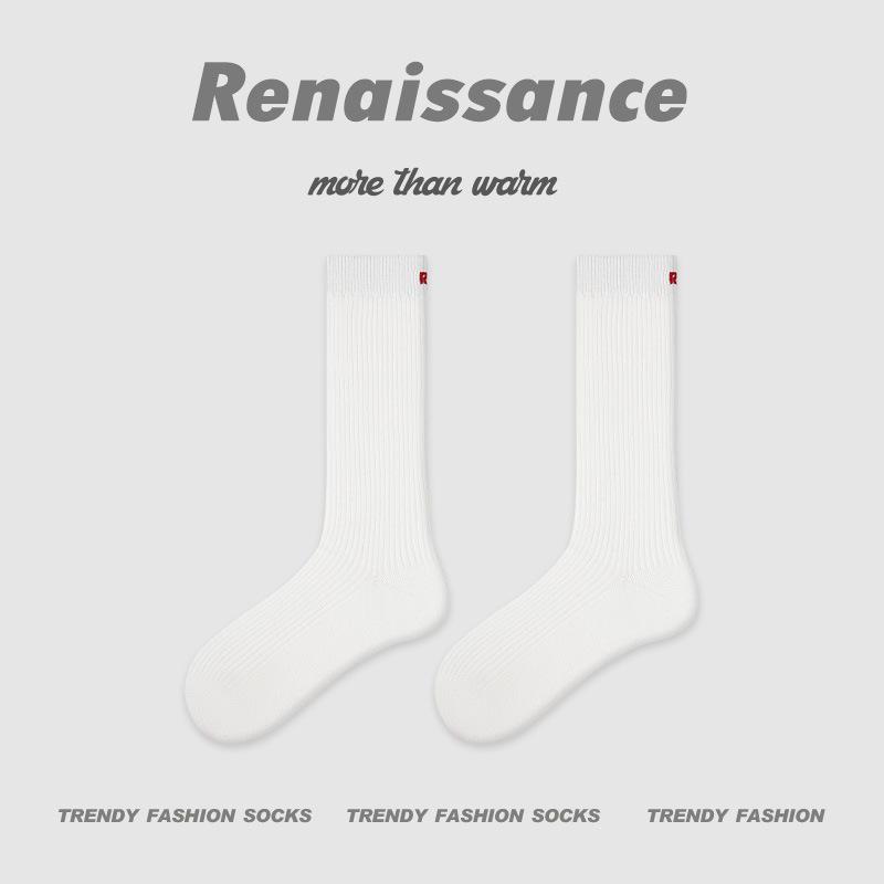Renaissance Women's Off-White Wool Mid-Calf Slouch Socks - Warm & Versatile for Autumn/Winter