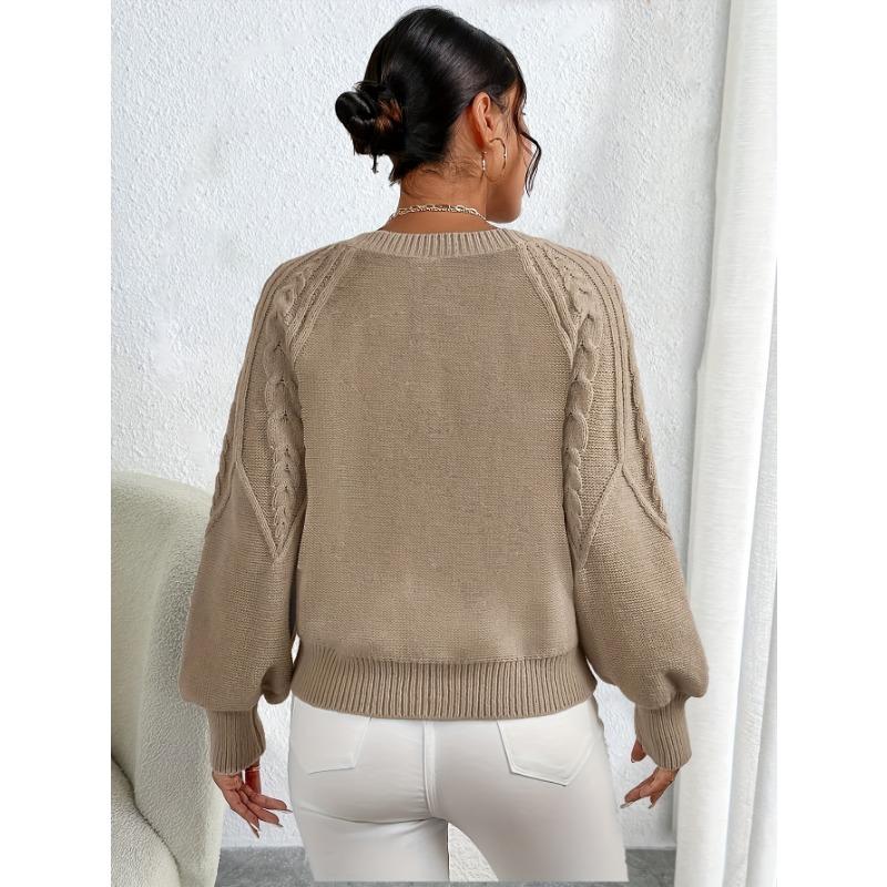 Women'S Chunky Sweater - Beige/Neutral-Toned Sweater for Fall/Winter, Cozy Sweater for Everyday & Formal Outfits, Women'S Sweater Clothing