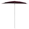 Half Sun Umbrella with Pole 180 X 90 Cm Burgundy Red