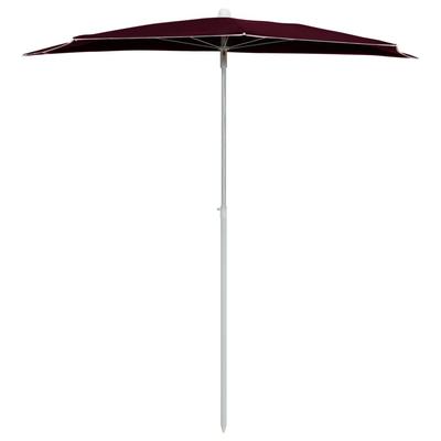 Half Sun Umbrella with Pole 180 X 90 Cm Burgundy Red