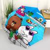 1pc Outdoor Umbrella with Flamingo, Frog, Brown Bear, Cony, and Duck Print - Automatic Opening/Closing Umbrella with Portable Tri-Fold Design, 8-