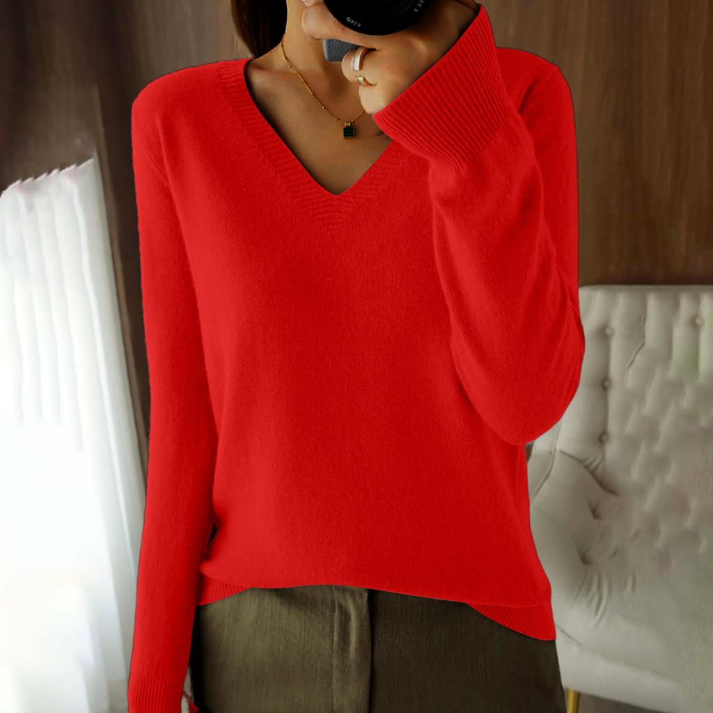 Sweaters for Women V Neck Long Sleeve Knit Pullover Womens Sweaters Oversized Sweaters for Women Fall Sweaters for Women