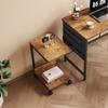 YeTom Side Table with Casters, Movable Bedside Table, Side Wagon, L-Shaped Table, 37cm Wide x 26cm Deep x 53cm High (with Casters), Vintage