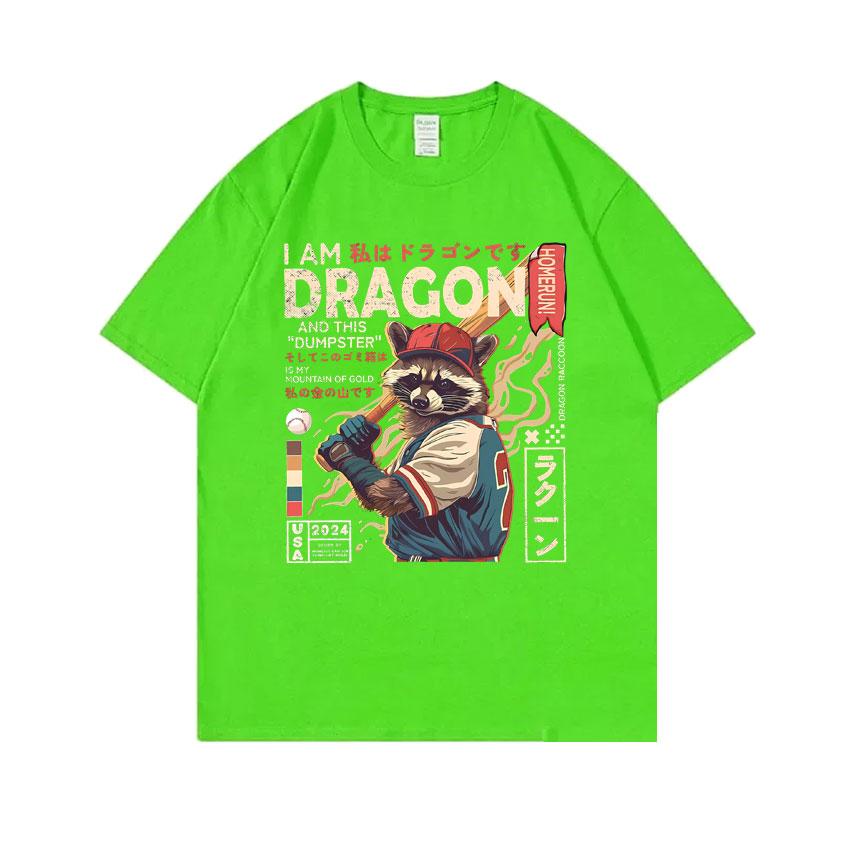 

Japanese Vintage I Am Dragon Raccoon Tshirt Baseball Raccoons Funny Meme Tshirt Unisex Women Casual Oversized T Shirt Short Sleeve 4XL