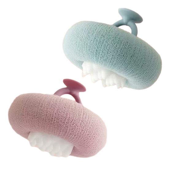 2Pcs Sunflower Bath Brush with Suction Cup Deep Exfoliating Shower Sponge 3D Honeycomb Structure Shower Scrubber