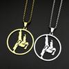 Karate Taekwondo Girl Pendant Necklace For Women Men Stainless Steel Silver Color Sports Hiphop Fashion Chain Jewelry Gifts