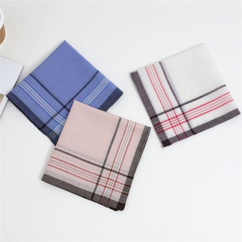 Men's Classic Plaid Polyester Handkerchief for Seniors