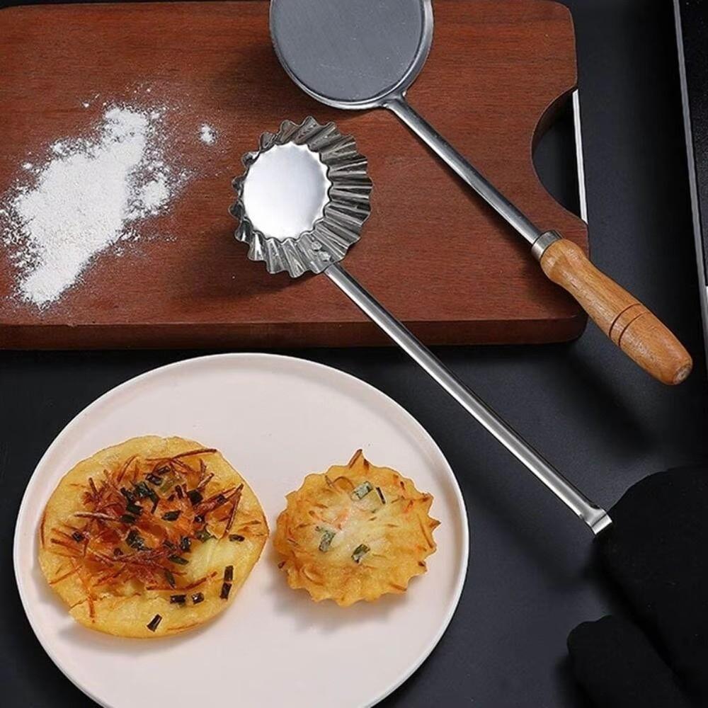 Stainless Steel Shredded Radish Fritters Mold Wooden Handle Frying Pancake Spoon Kitchen Cooking