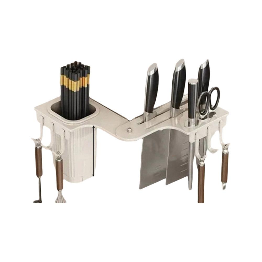 

Wall Mounted Kitchen Storage Rack 90 Degree Rotation Chopsticks Cage Cutter Holder Kitchen Beige Style A