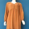 Women Bohemian Cotton Linen Dress Oversized V-neck Long Sleeve Swing Dress Pleated