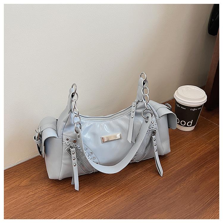 New Rivet Women's Bag Multifunctional Retro Bag Large Capacity Portable Shoulder Bag Soft Texture Casual Bag
