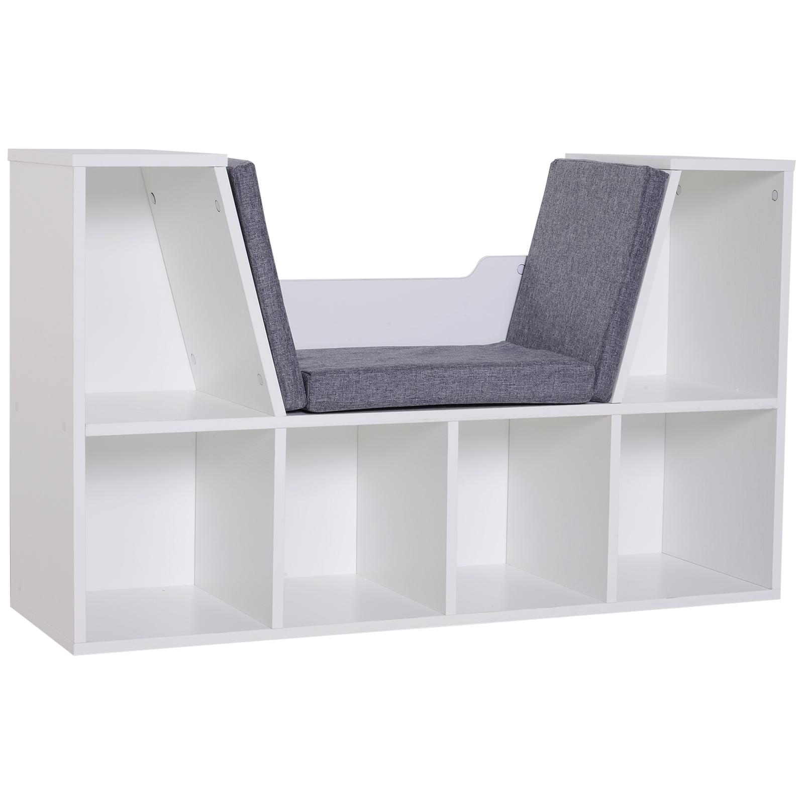 2-in-1 Bookcase Bench with Seat Cushions