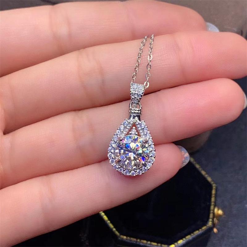 Moissanite Smile Pendant Necklace - Diamond Clavicle Chain, Passes Tester, Valentine's Day Gift for Girlfriend