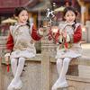 Girls' Winter Hanfu Dress - Padded, Thickened, Tang Suit for New Year Celebrations, Ideal for Autumn and First Birthday Gift