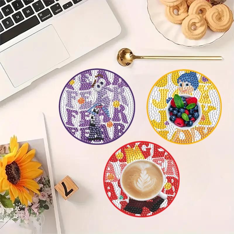 8 szt./zestaw Podkładki DIY do malowania diamentami z uchwytem Antypoślizgowe drewniane podkładki ociekowe Kryształowe cyrkonie Diamentowe podkładki artystyczne dla dorosłych