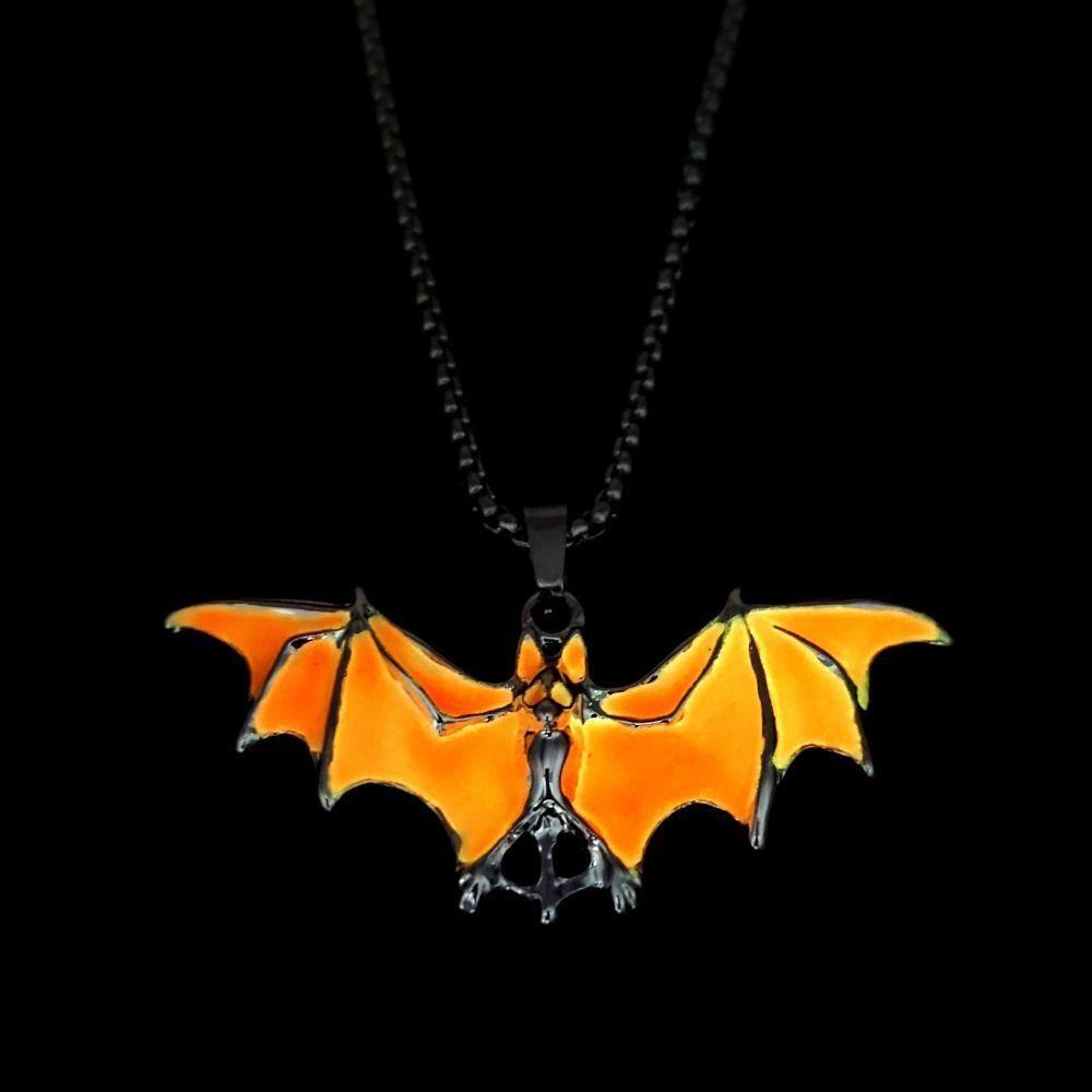 Punk Style Halloween Necklace Bat Hip Hop Neck Chains Cool Luminous Pendant Necklace Halloween