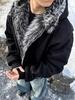 Men's Winter Mountain Eagle Cotton Padded Jacket with Imitation Rabbit Fur and Shark Gill Design.