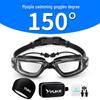 Men's Myopia Swimming Goggles Set with Cap & Earplugs: Transparent, HD, Waterproof, Anti-Fog