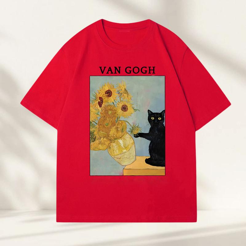 Van Gogh Sunflowers Print TShirt Men Women Vintage Harajuku Short Sleeve Tees Casual Round Neck Cotton Tee Shirt Clothes