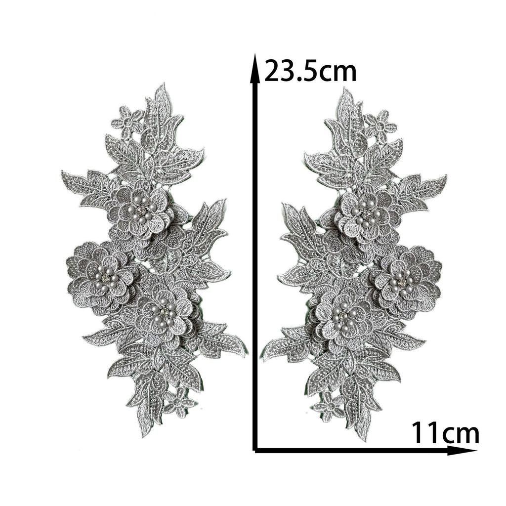 Classical Three-Dimensional Beads, Drills, Solid Color Pair Of Flowers, Embroidery Lace Fabric, Performance Clothes, Dresses, Decorative Accessories