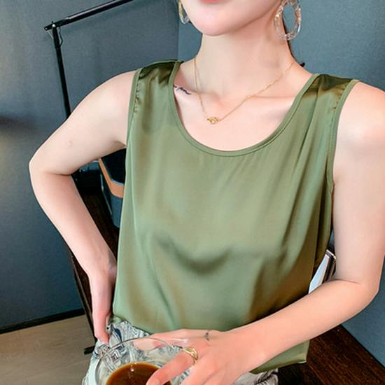 Women's V-Neck Mulberry Silk Camisole - Satin Inner/Outer Wear, Plus Size, Summer Top